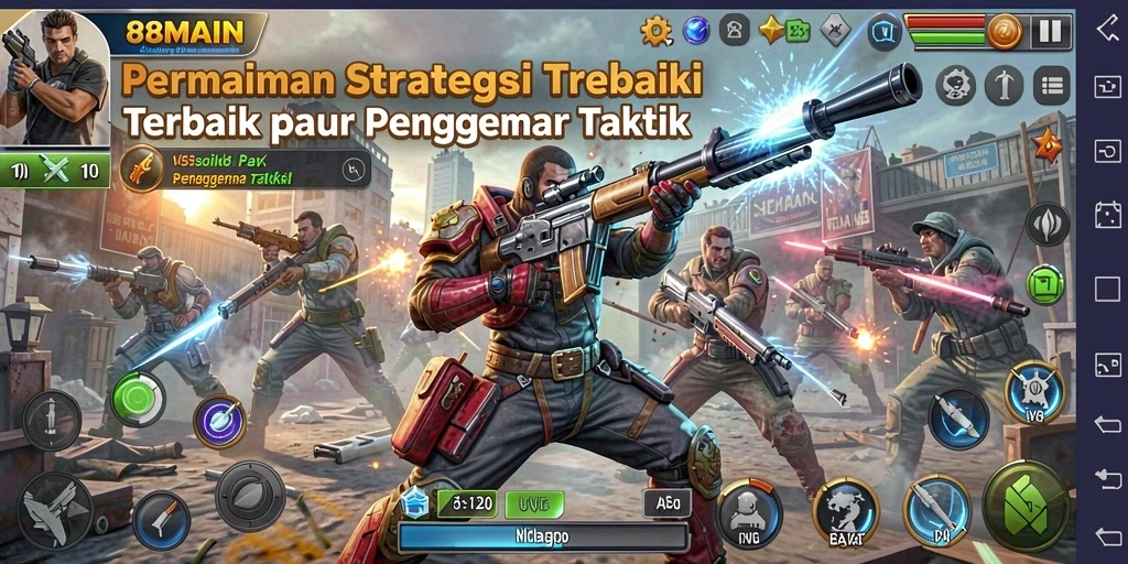 Tampilan gameplay strategis yang seru dan mendebarkan.