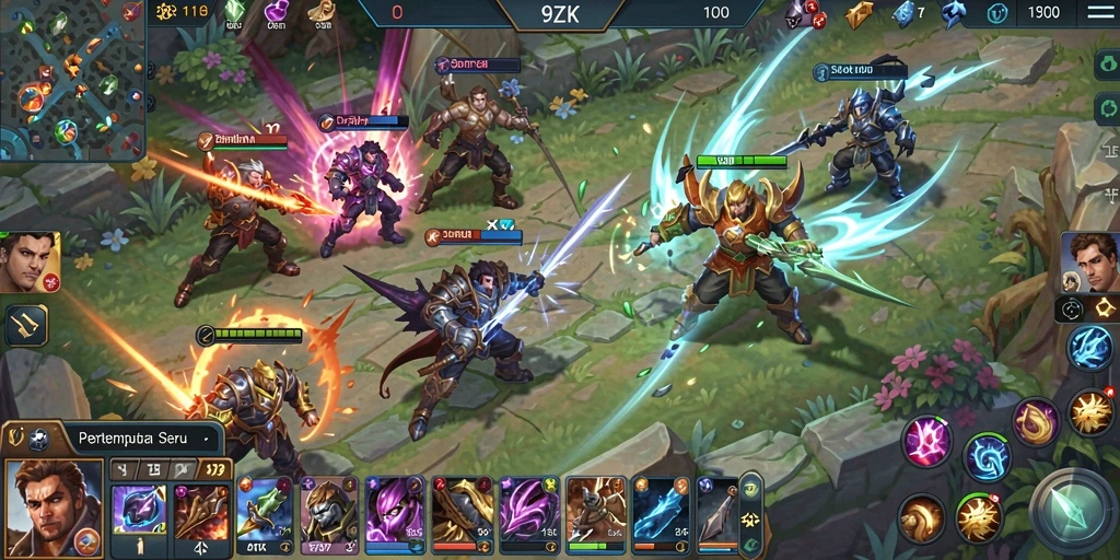 Tangkapan layar gameplay 9ZK yang menunjukkan aksi pertempuran mendebarkan.