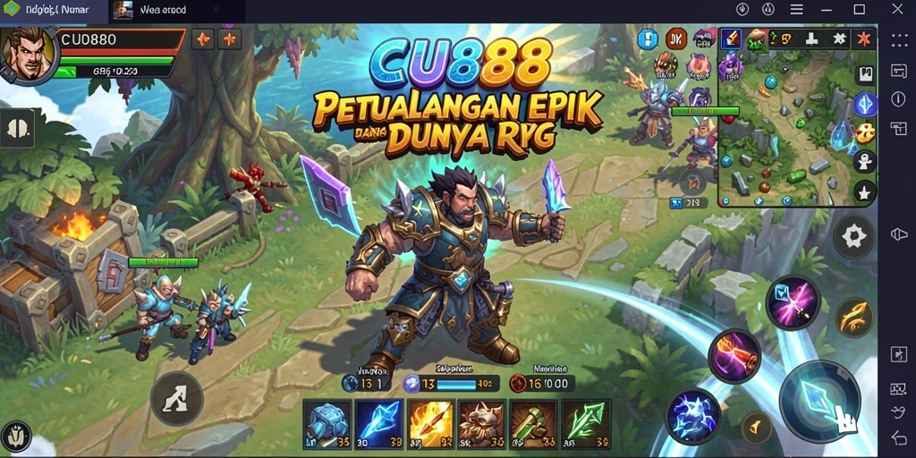 Screenshot CU888 menampilkan aksi seru pertarungan RPG yang epik.