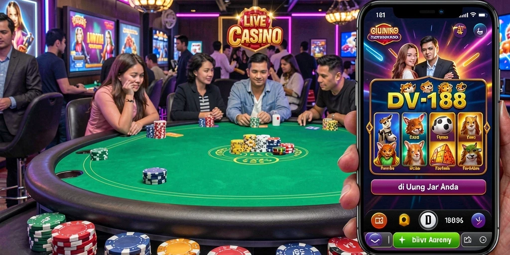 Tampilan gameplay Live Casino yang mendebarkan di DV188.