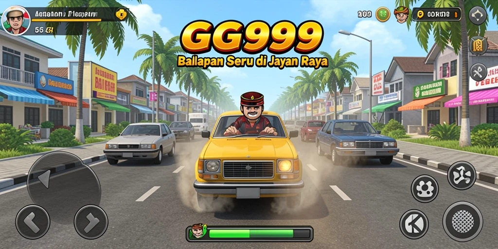 Tampilan gameplay GG999 yang mendebarkan dalam balapan.