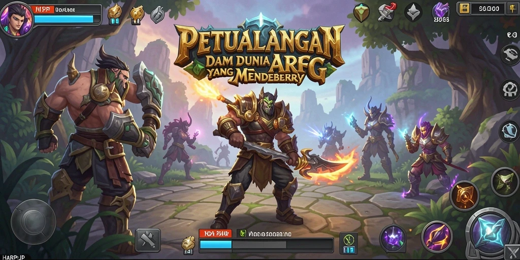 Tampilan gameplay HARAPJP yang mengesankan dengan aksi petualangan ARPG.