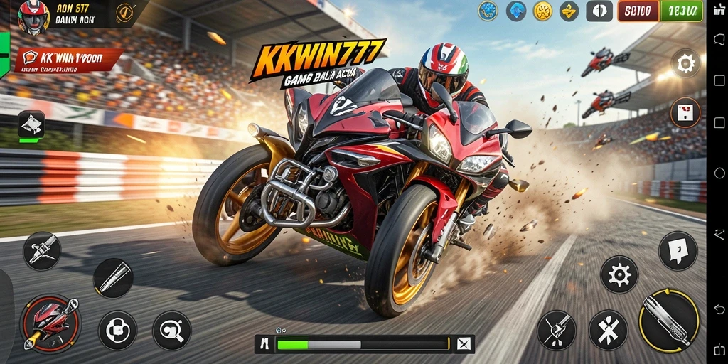 Gameplay seru balap motor dalam KKWIN777 dengan grafis menakjubkan.