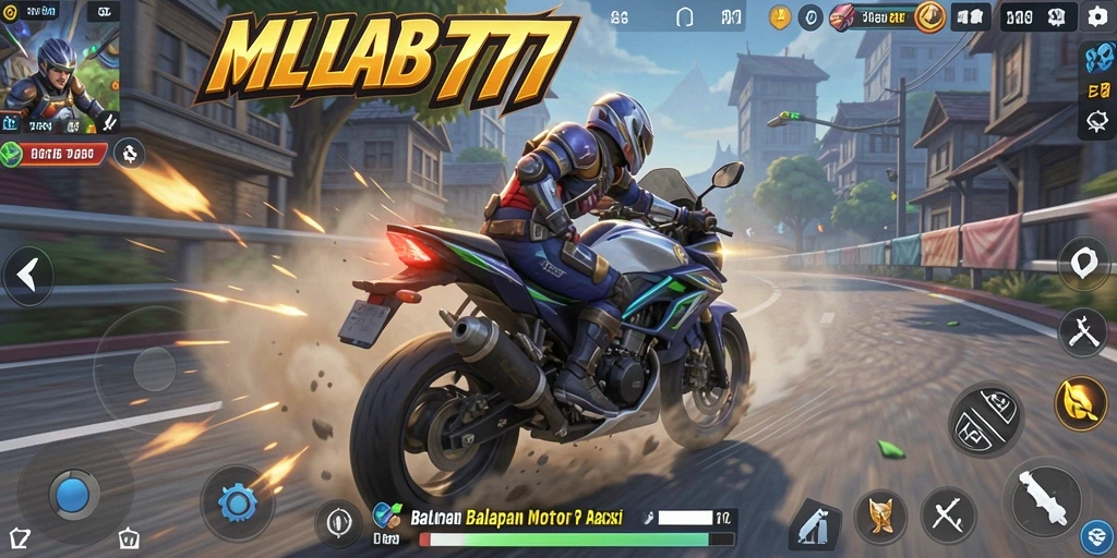 Gameplay seru MLBB777 dengan balapan motor menegangkan.