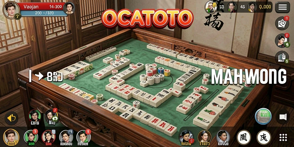 Screenshot gameplay OCATOTO yang menarik dan seru dalam bermain Mahjong.