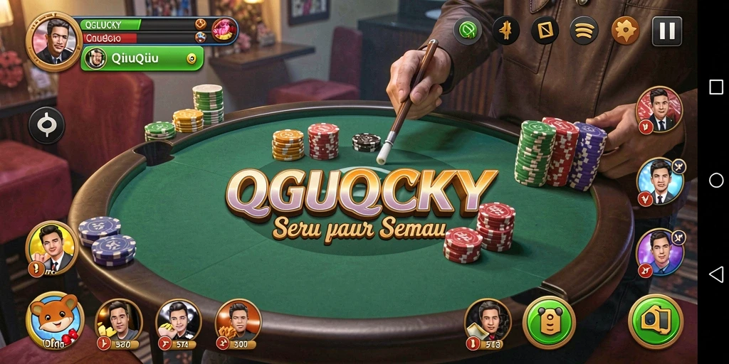 Screenshot utama QGLUCKY menampilkan gameplay QiuQiu yang menarik.