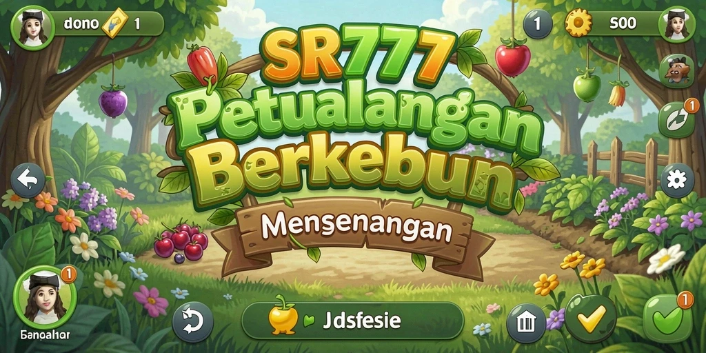 Screenshot gameplay SR777 dengan tampilan kebun yang indah dan berwarna.