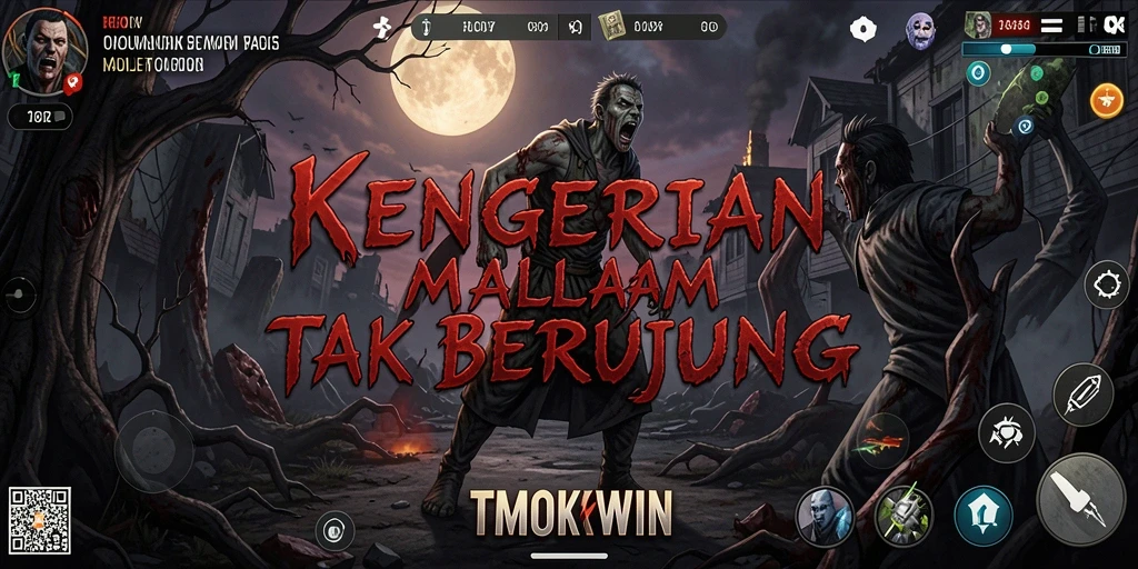 Tampilan gameplay TMOKWIN yang menakutkan dan mencekam di dunia kegelapan.